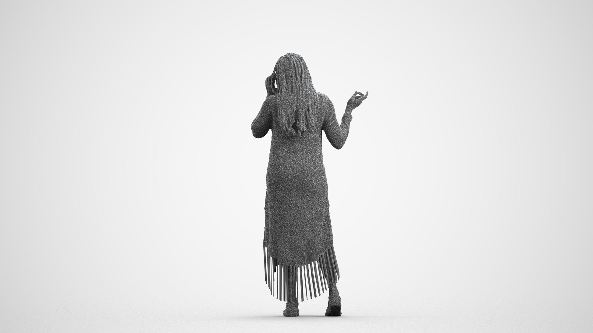 photogrammetry 3D woman casual standing, realistic human model archviz FBX, wireframe front view