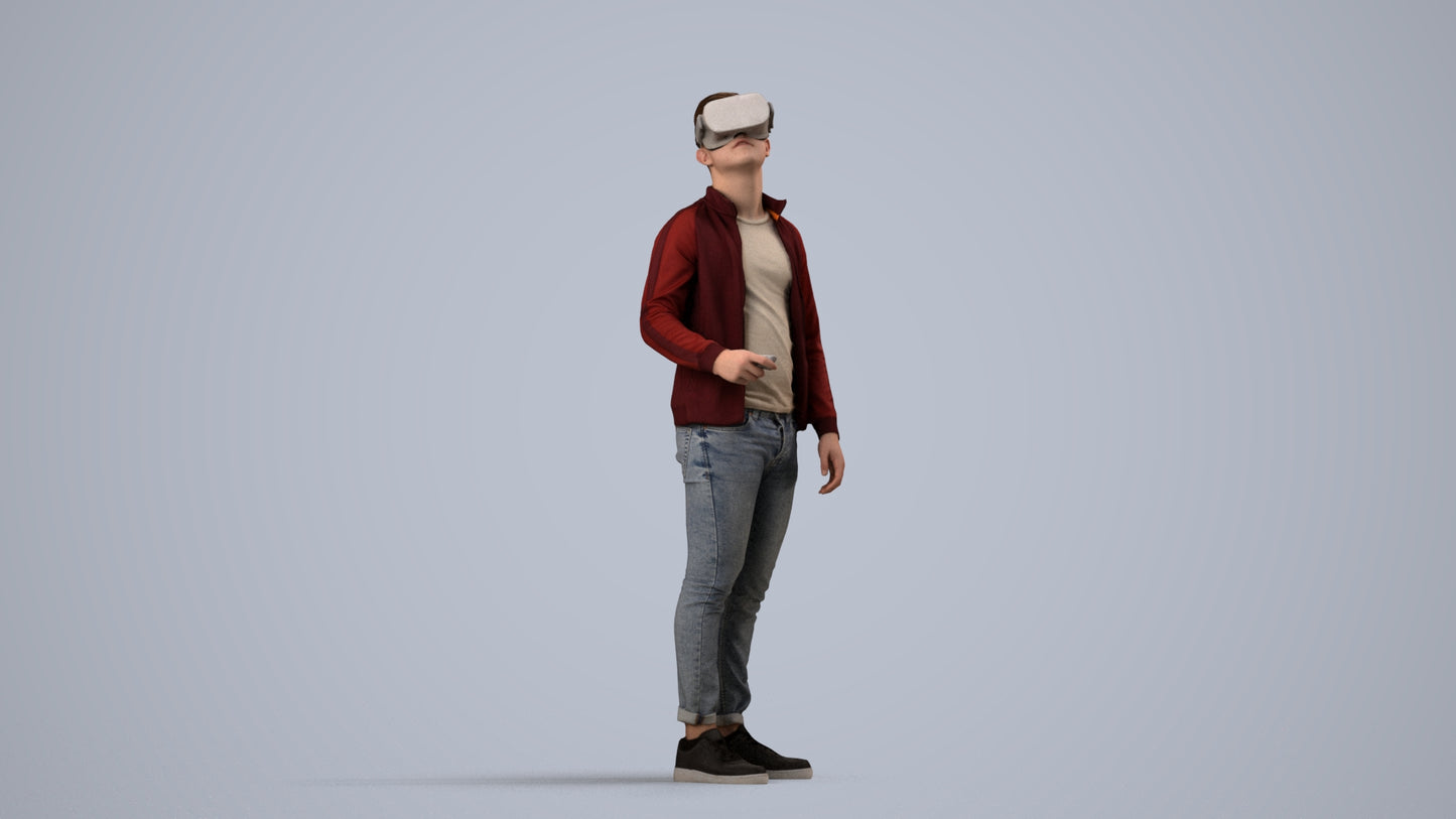 realistic 3D boy casual kids, scanned archviz people for Blender and 3ds Max, side view render