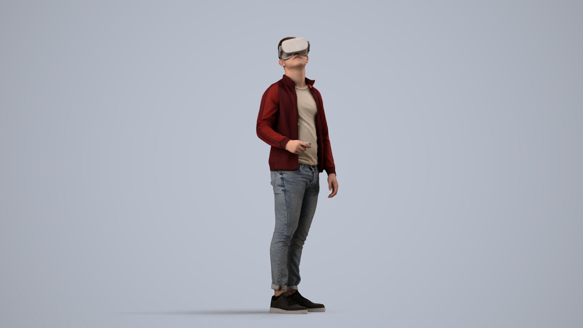 realistic 3D boy casual kids, scanned archviz people for Blender and 3ds Max, side view render