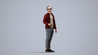 realistic 3D boy casual kids, scanned archviz people for Blender and 3ds Max, side view render