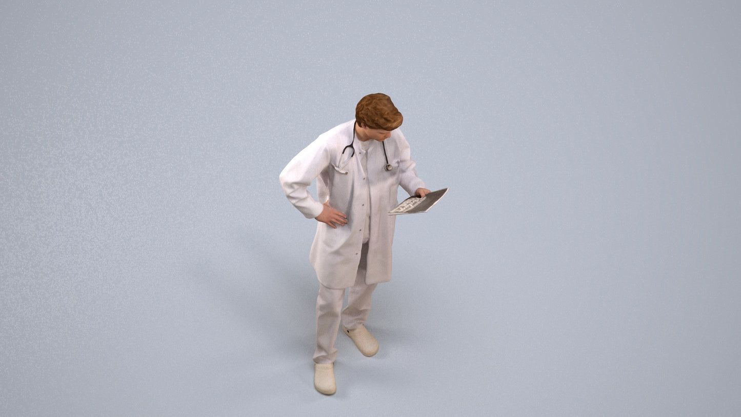 photogrammetry 3D man standing, realistic human model archviz FBX, back view render