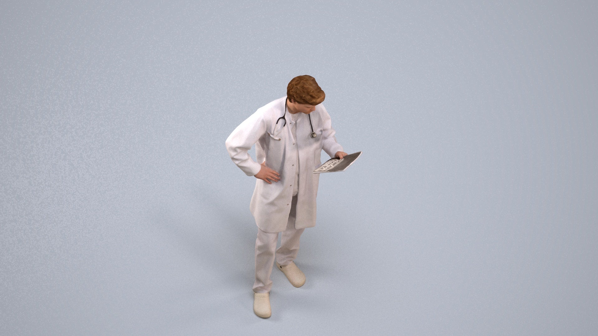 photogrammetry 3D man standing, realistic human model archviz FBX, back view render