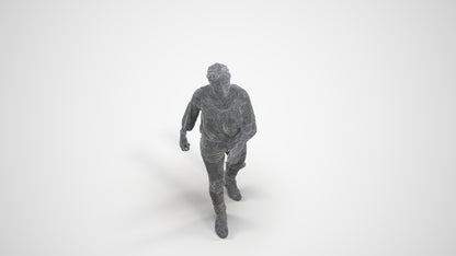 realistic 3D human woman casual walking, archviz people FBX OBJ for Blender, wireframe three-quarter view