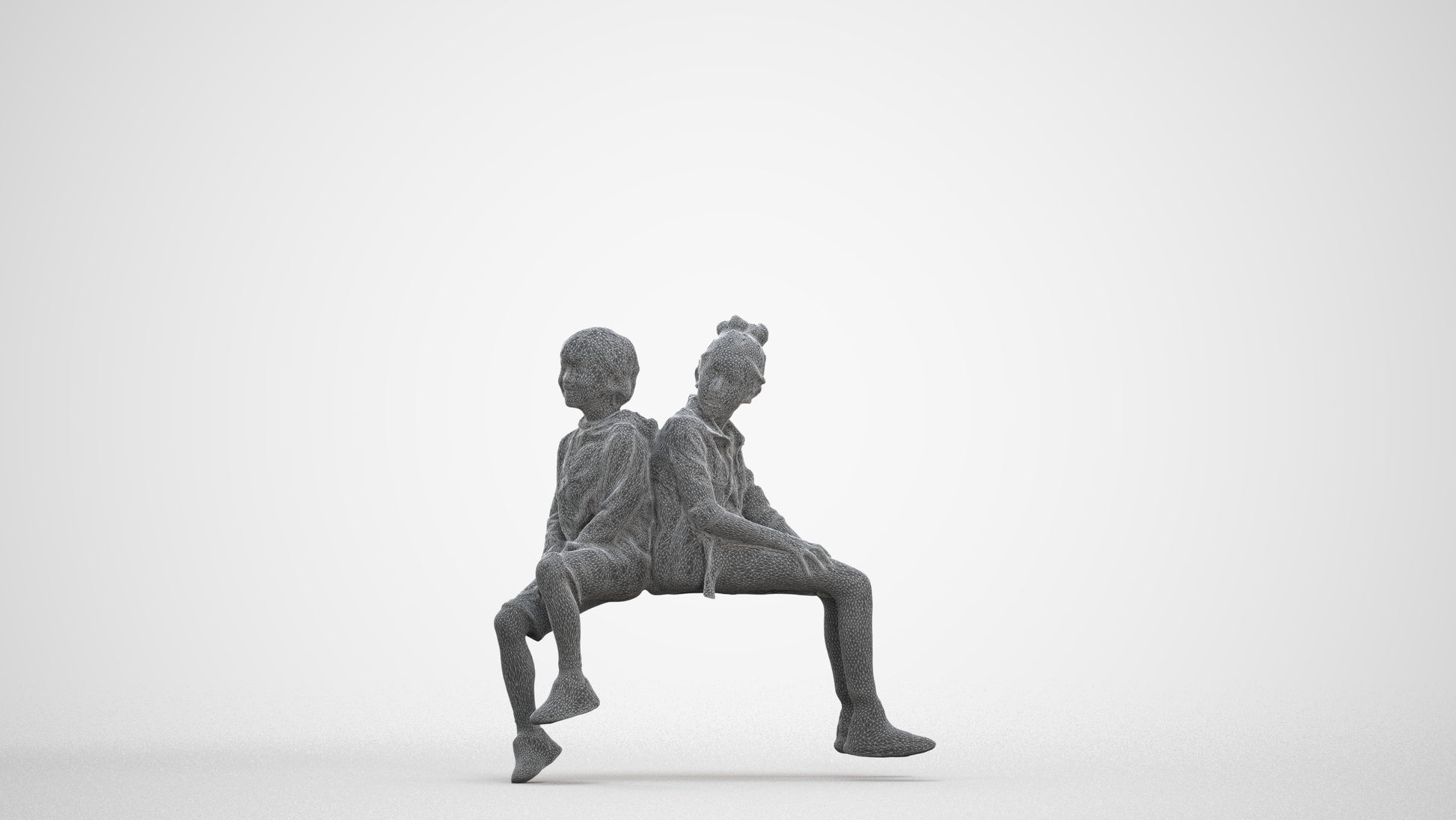 3D scanned girl kids casual, photorealistic archviz people for Enscape and SketchUp, three-quarter front view render