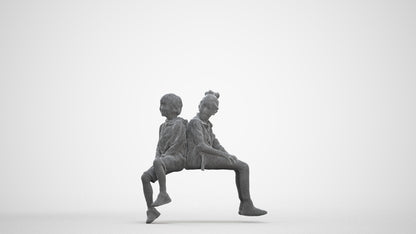 3D scanned girl kids casual, photorealistic archviz people for Enscape and SketchUp, three-quarter front view render