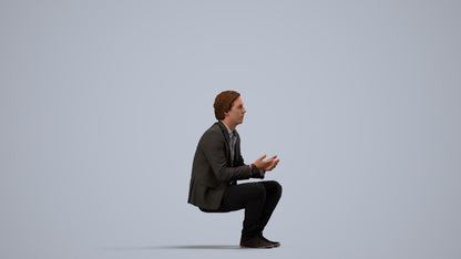 realistic 3D people man business, render-ready for V-Ray and Corona, FBX OBJ, side view render