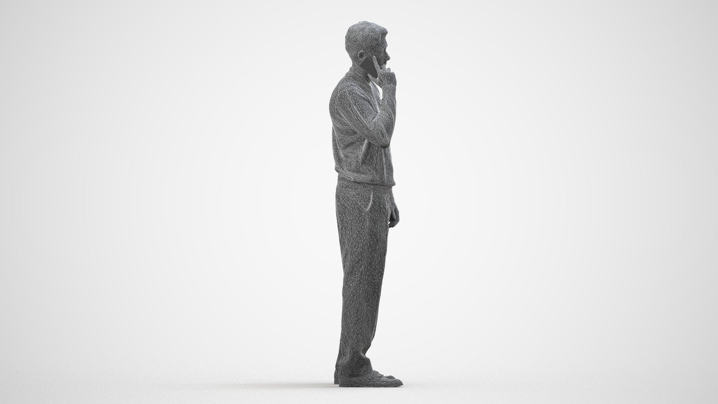 realistic 3D people man casual standing, render-ready for V-Ray and Corona, FBX OBJ, wireframe side view
