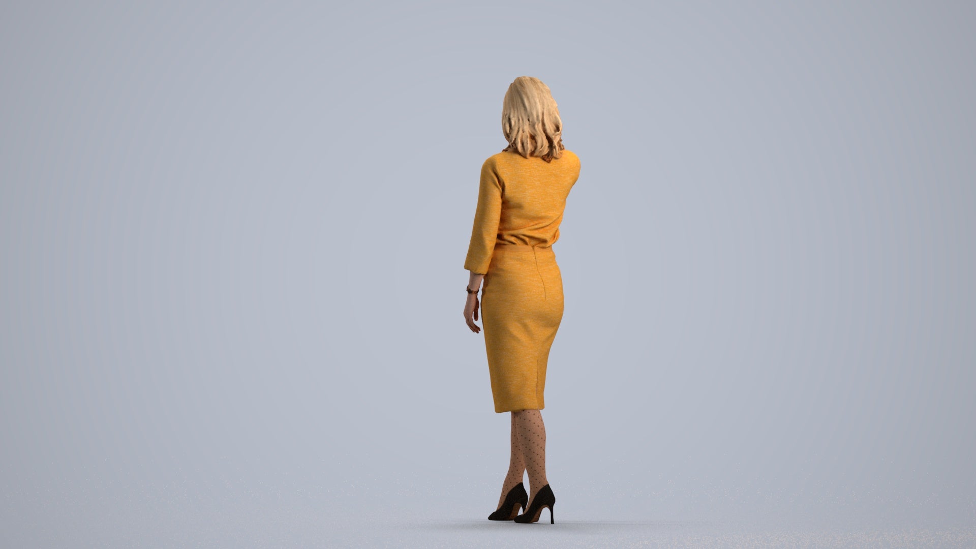realistic 3D people woman business walking, render-ready for V-Ray and Corona, FBX OBJ, front view render