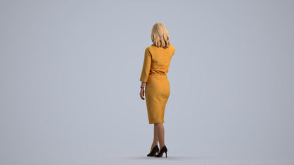 realistic 3D people woman business walking, render-ready for V-Ray and Corona, FBX OBJ, front view render