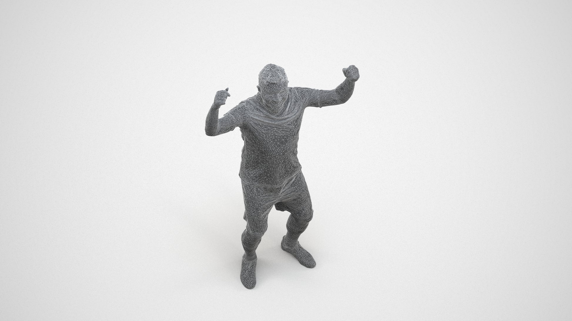 realistic 3D man sport, scanned archviz people for Blender and 3ds Max, wireframe three-quarter view