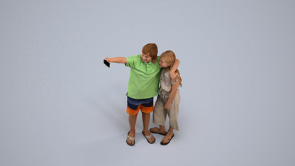 realistic 3D human girl kids, archviz people FBX OBJ for Blender, back view render