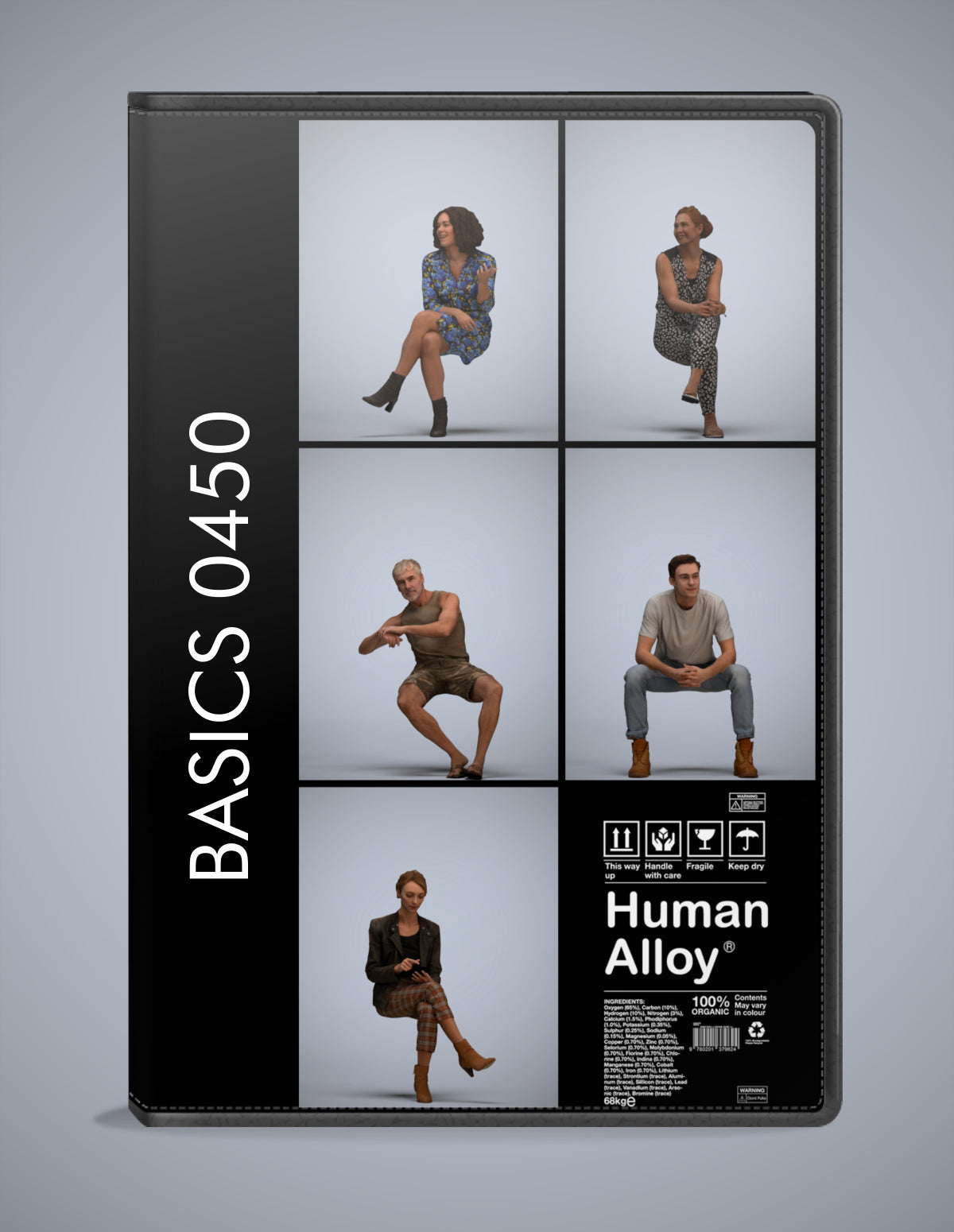 realistic 3D people sitting set, 5 render-ready models for V-Ray and Corona