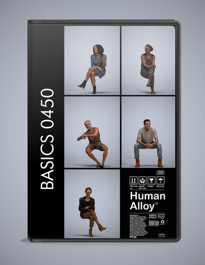 realistic 3D people sitting set, 5 render-ready models for V-Ray and Corona