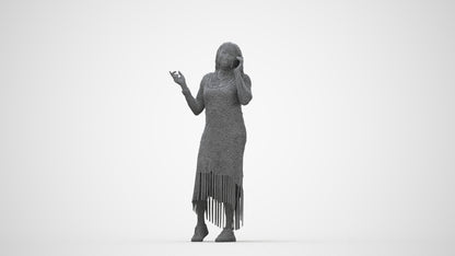 photogrammetry 3D woman casual standing, realistic human model archviz FBX, wireframe back view