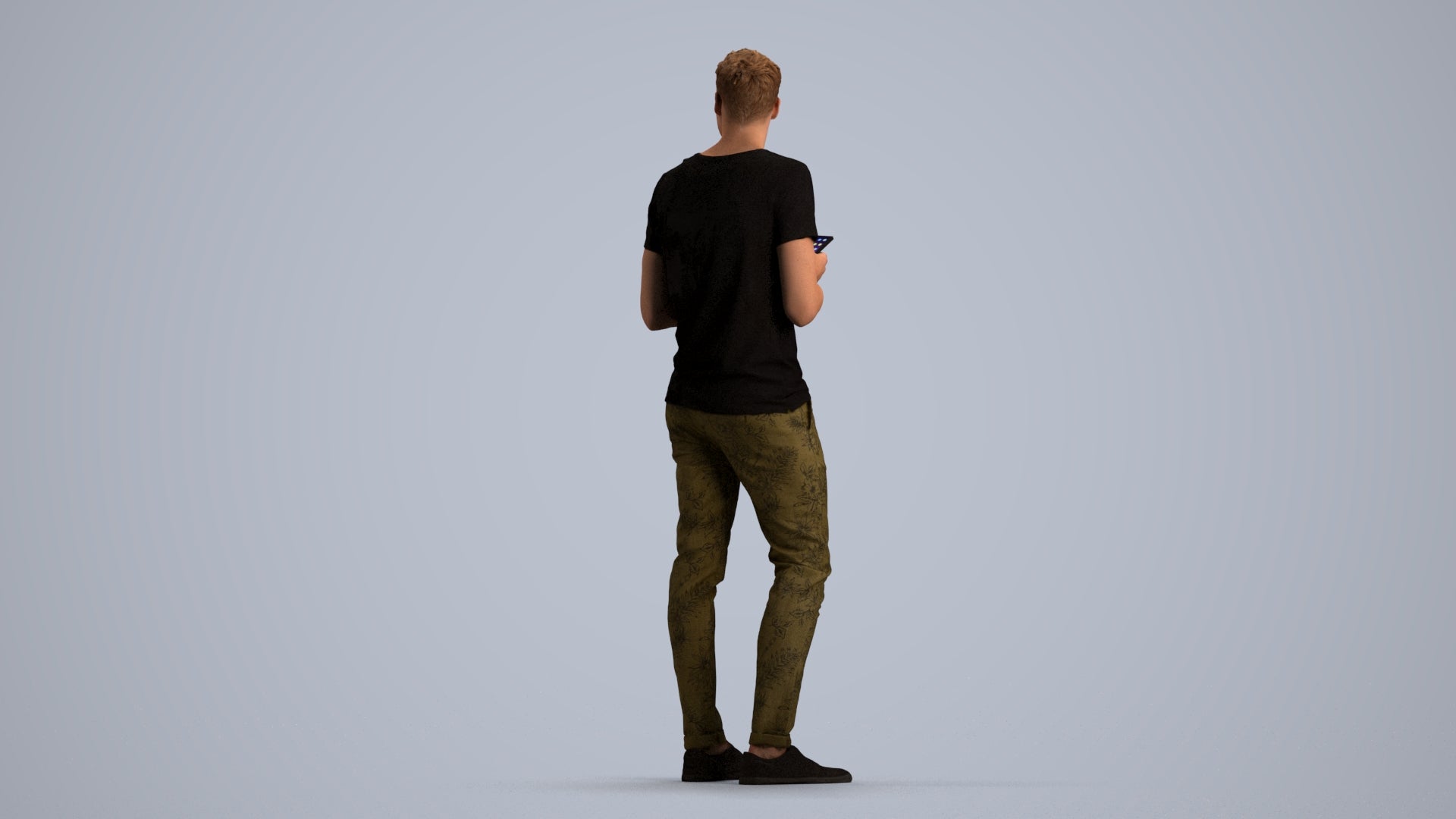 3D human model man casual standing, photogrammetry scanned person for archviz, front view render