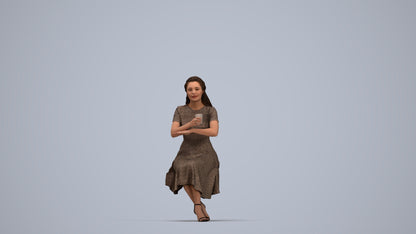 3D human model woman casual sitting, photogrammetry scanned person for archviz, top-down view render