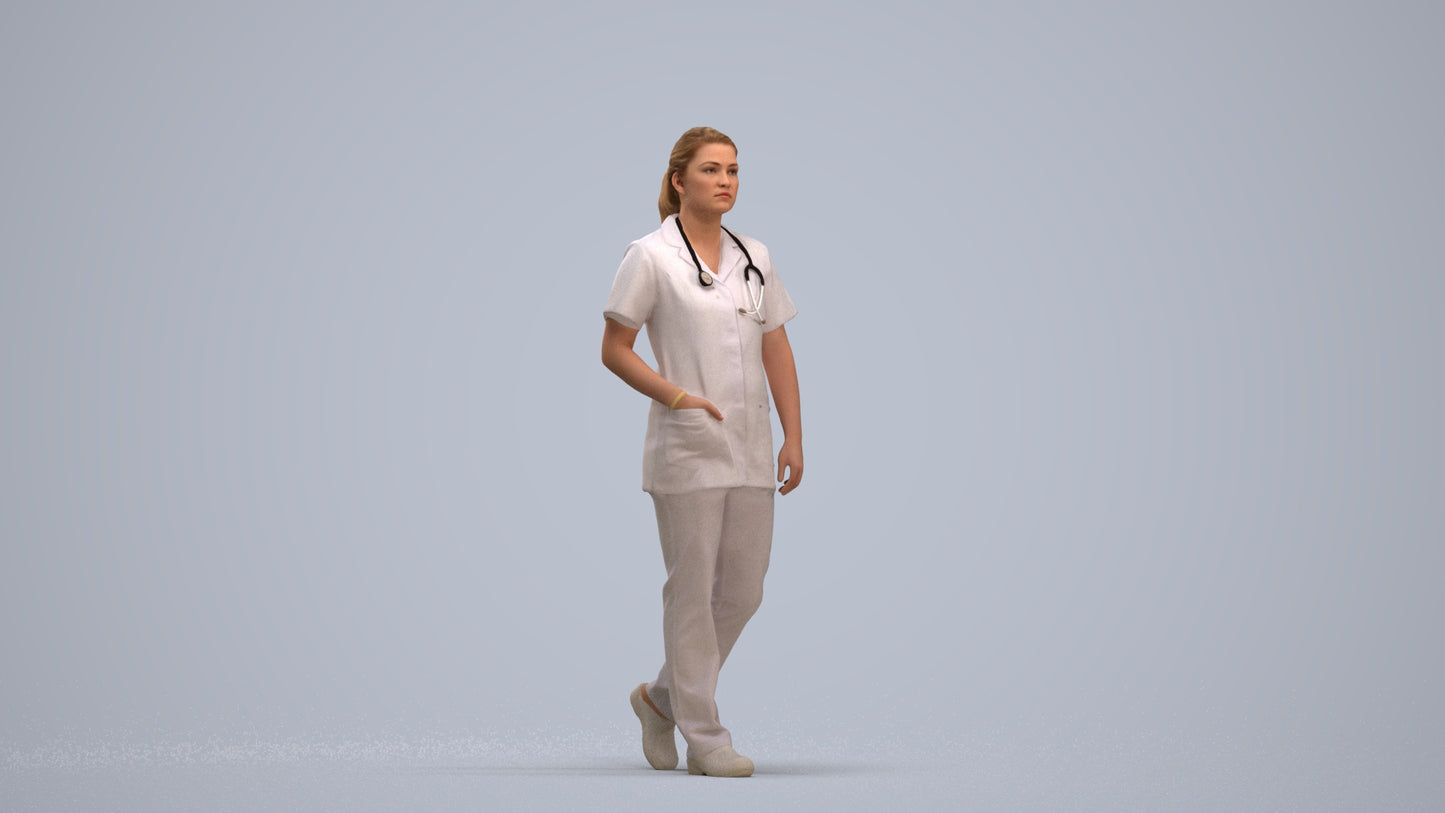 scanned 3D woman standing, photogrammetry people for Enscape and V-Ray, standing pose render