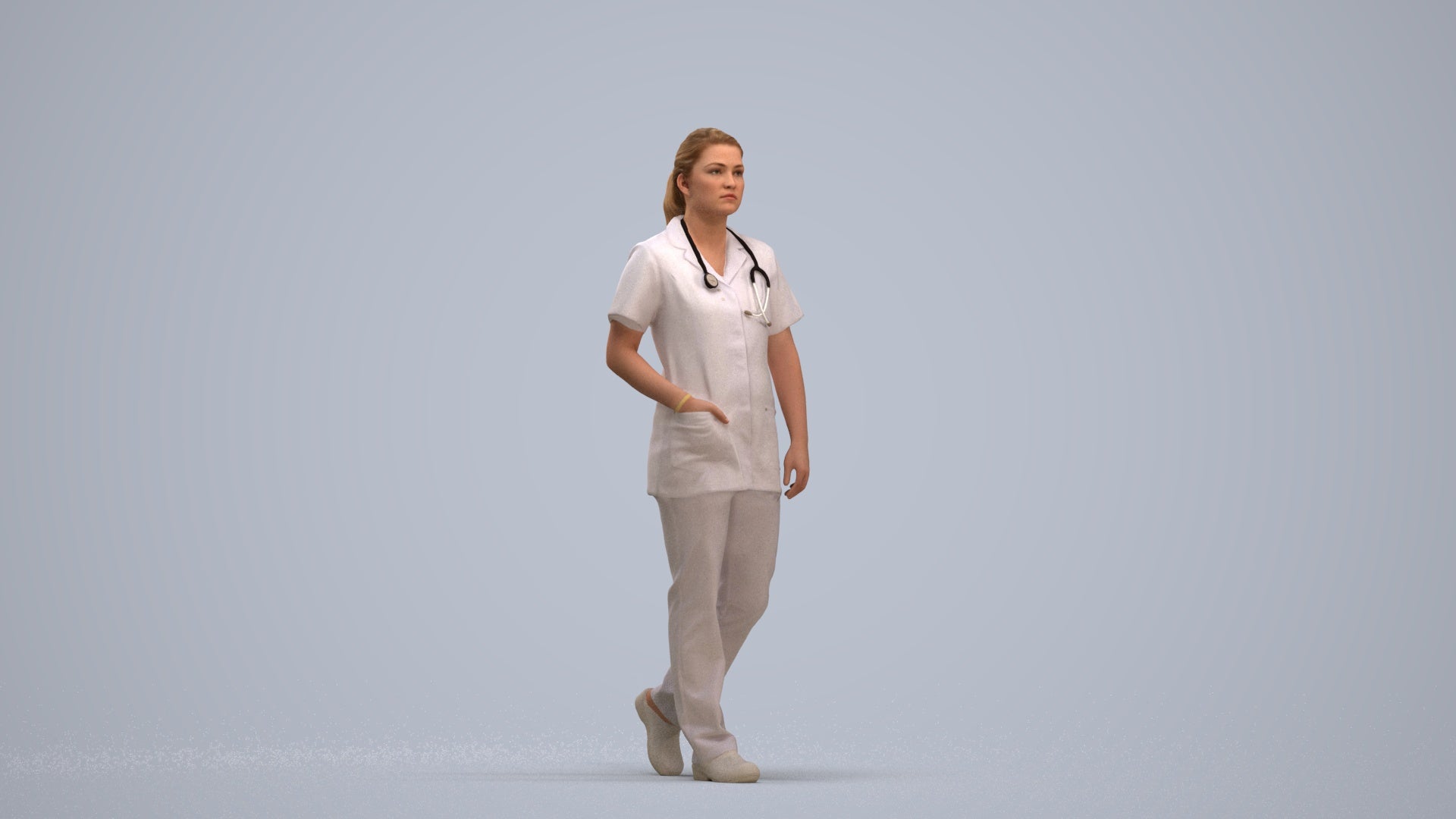 scanned 3D woman standing, photogrammetry people for Enscape and V-Ray, standing pose render