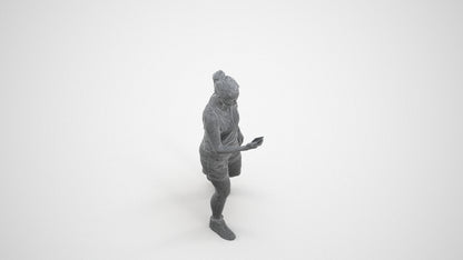 scanned 3D woman sport, photogrammetry people for Enscape and V-Ray, wireframe three-quarter view