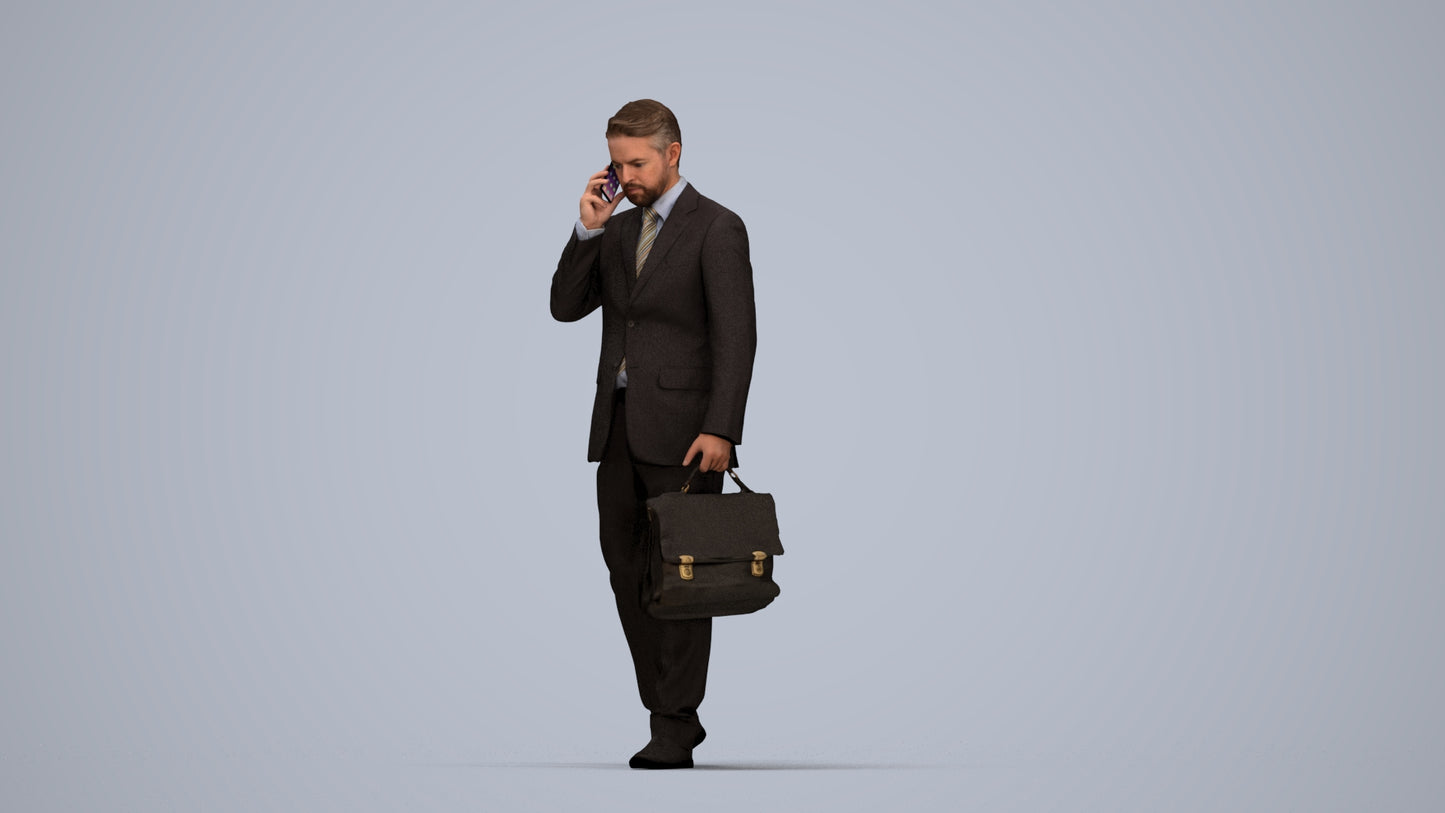 realistic 3D human man business, archviz people FBX OBJ for Blender, top-down view render
