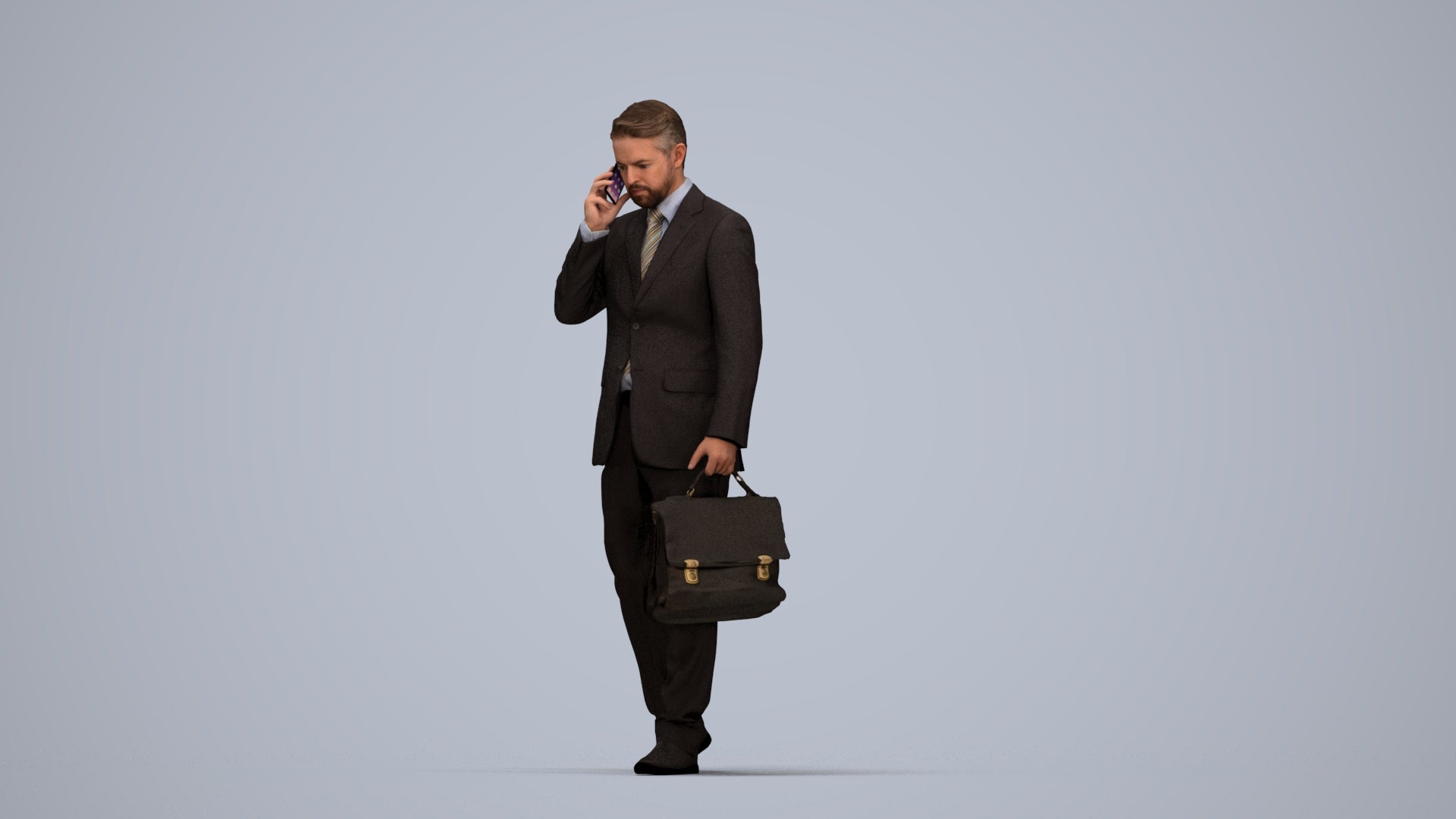 realistic 3D human man business, archviz people FBX OBJ for Blender, top-down view render