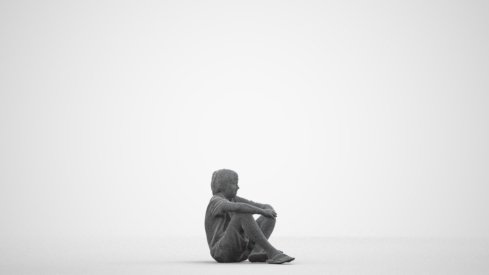 photogrammetry 3D boy kids, realistic human model archviz FBX, wireframe side view
