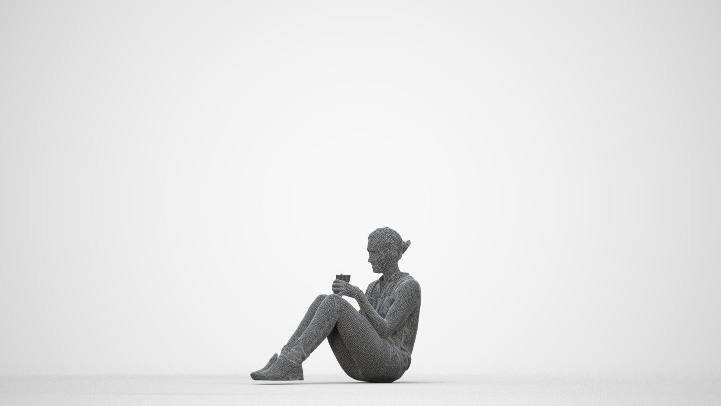 photogrammetry 3D woman casual business, realistic human model archviz FBX, wireframe back view