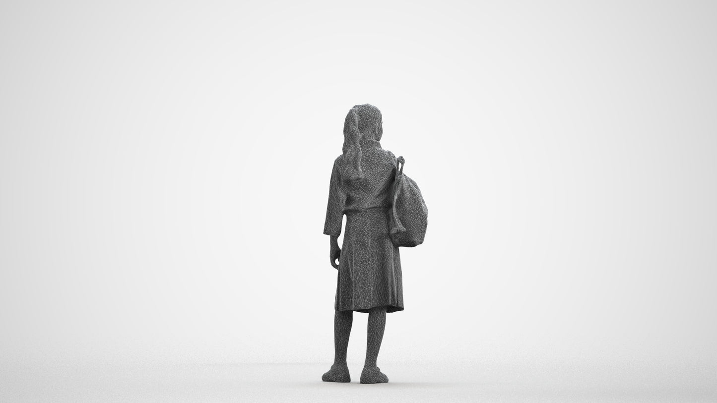3D scanned woman kids, photorealistic archviz people for Enscape and SketchUp, wireframe front view