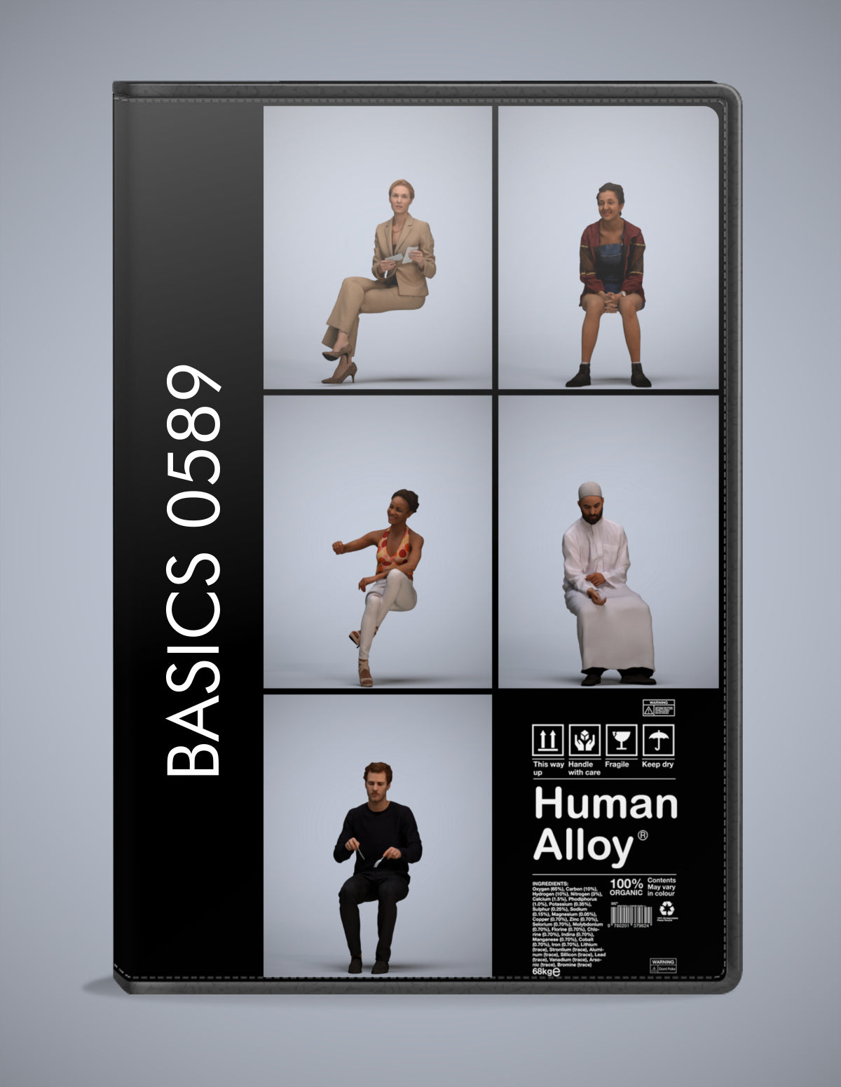 photogrammetry 3D people sitting collection, 5 realistic human models archviz FBX
