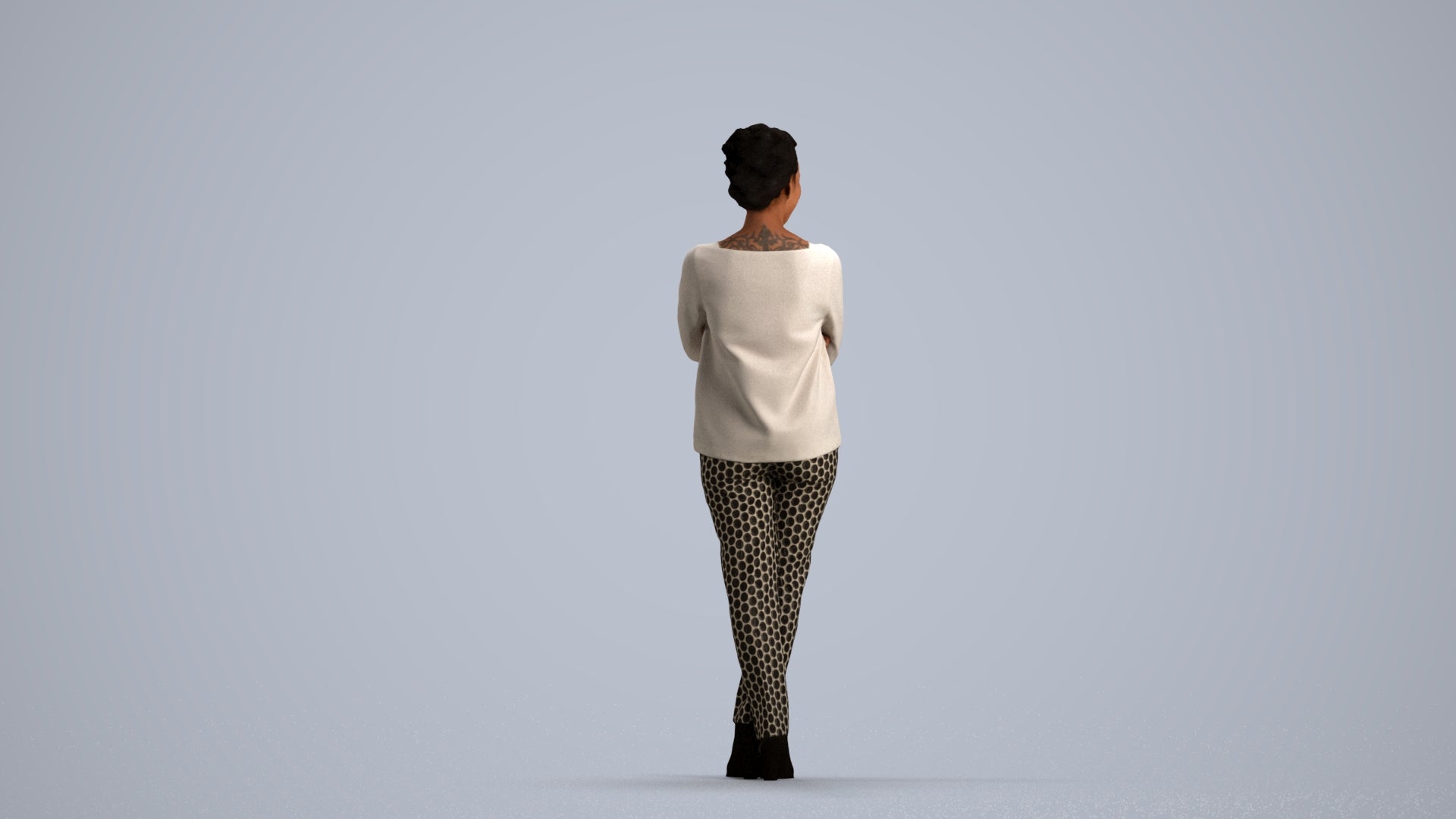 3D people model woman casual standing, scanned human for 3ds Max rendering, front view render