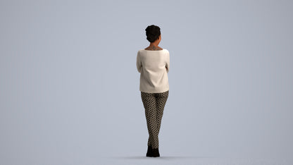 3D people model woman casual standing, scanned human for 3ds Max rendering, front view render