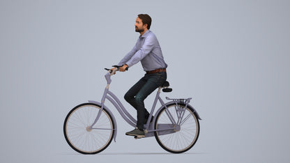 3D scanned man cycling business, photorealistic archviz people for Enscape and SketchUp, top-down view render