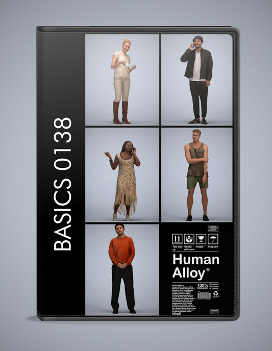 realistic 3D humans standing pack, 5 archviz people FBX OBJ for Blender