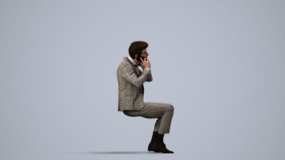 realistic 3D human man business, archviz people FBX OBJ for Blender, side view render