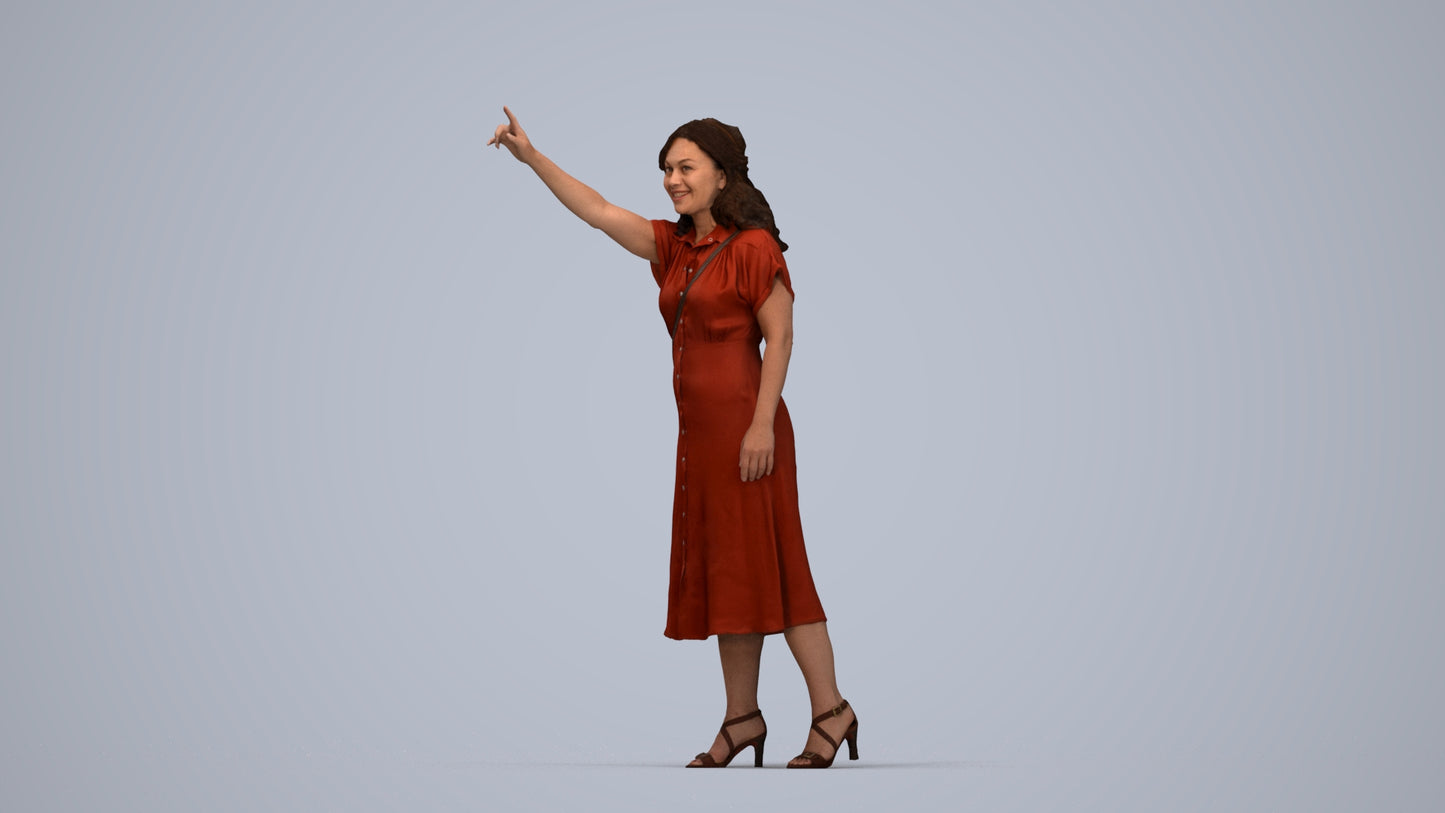 photogrammetry 3D woman casual standing, realistic human model archviz FBX, top-down view render