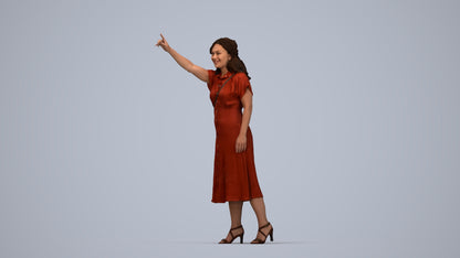photogrammetry 3D woman casual standing, realistic human model archviz FBX, top-down view render