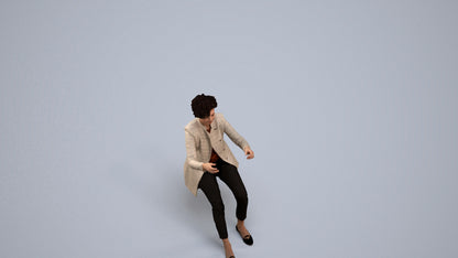 3D scanned woman sitting business, photorealistic archviz people for Enscape and SketchUp, back view render