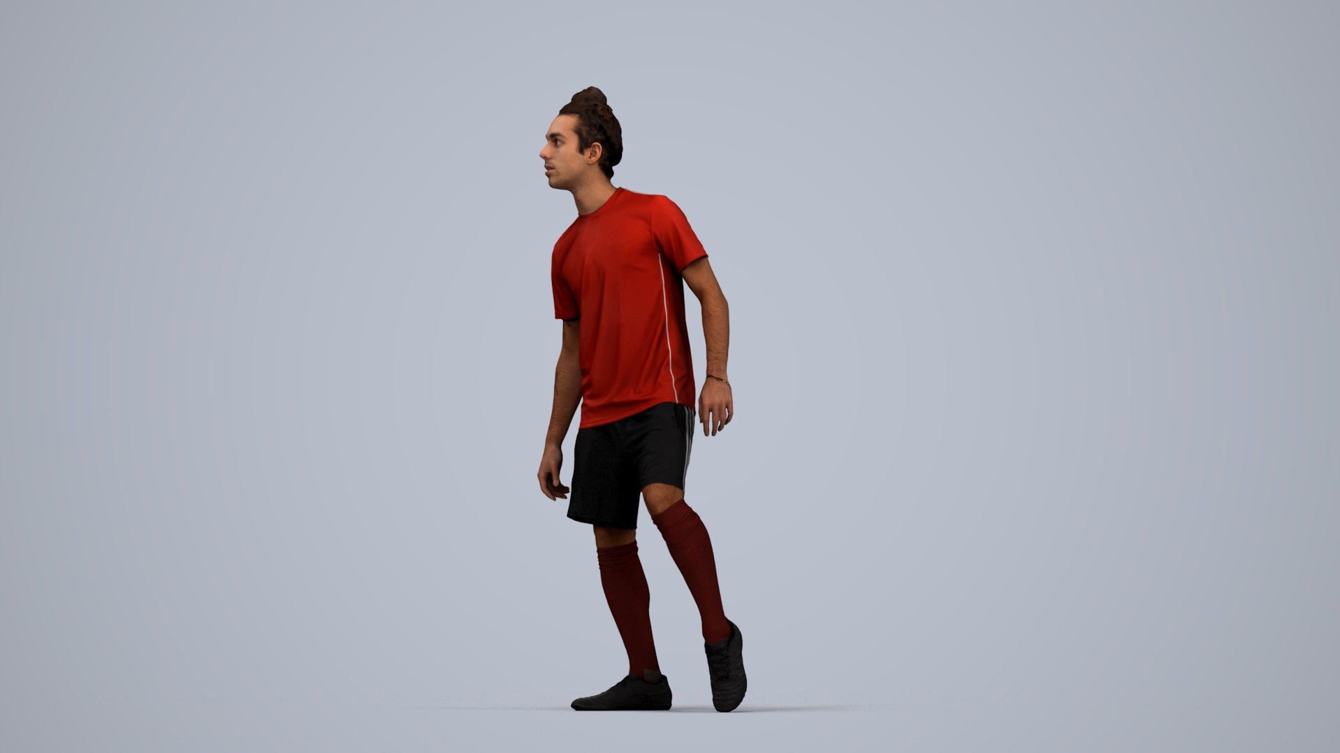 realistic 3D human man sport, archviz people FBX OBJ for Blender, top-down view render