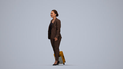 3D scanned woman walking business, photorealistic archviz people for Enscape and SketchUp, top-down view render