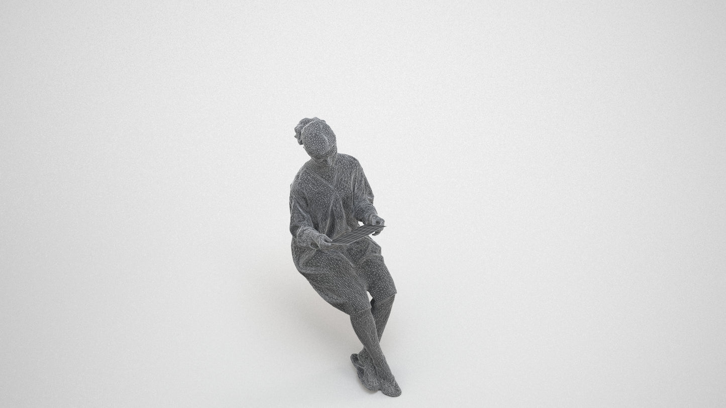 realistic 3D people girl casual kids, render-ready for V-Ray and Corona, FBX OBJ, wireframe three-quarter view