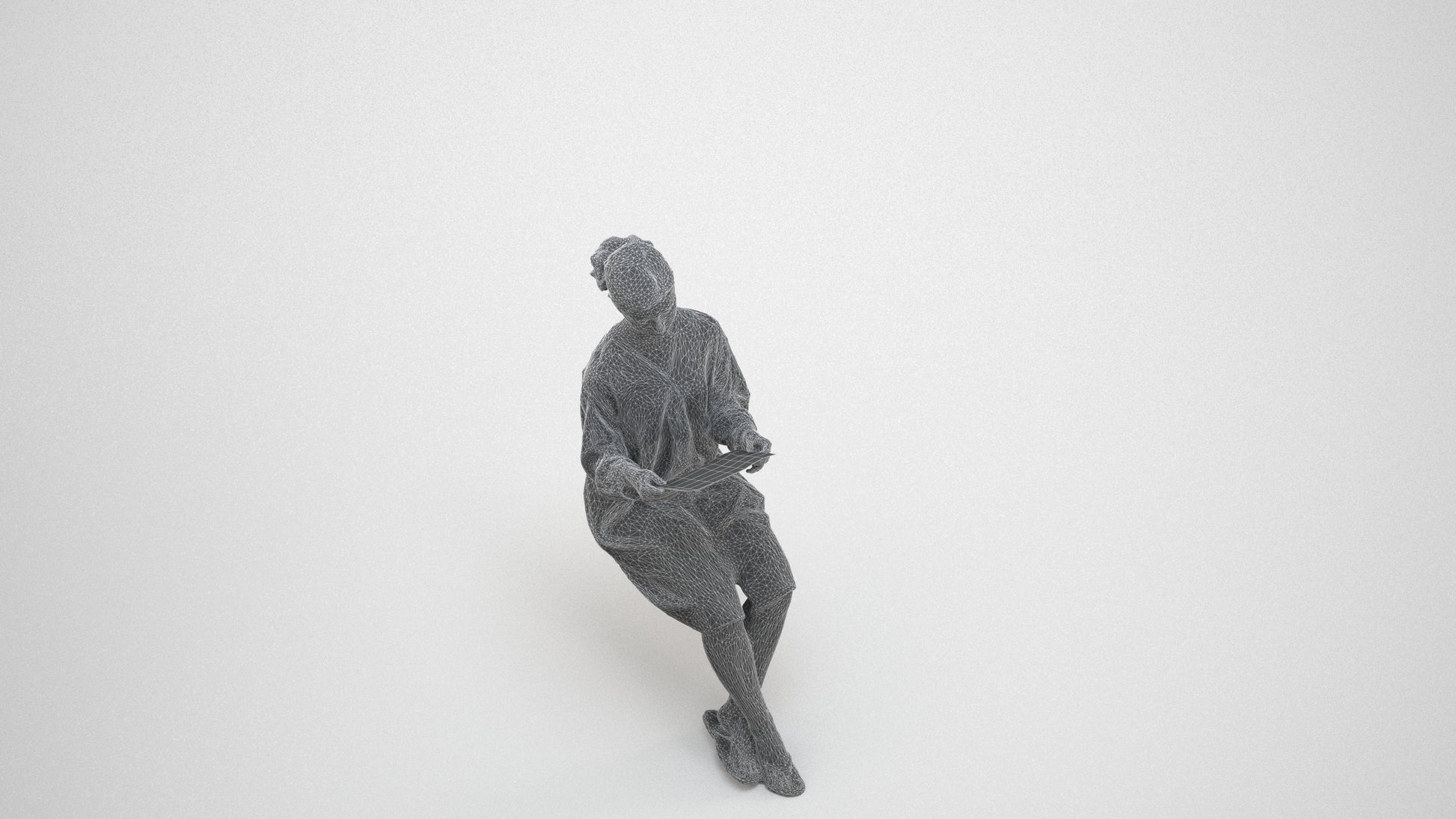 realistic 3D people girl casual kids, render-ready for V-Ray and Corona, FBX OBJ, wireframe three-quarter view