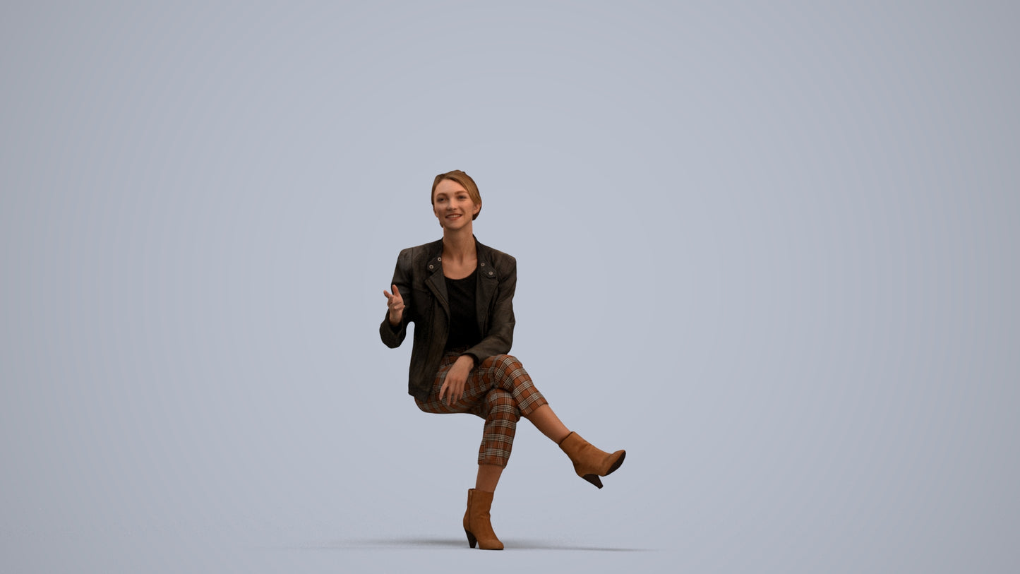 3D people model woman business sitting, scanned human for 3ds Max rendering, standing pose render