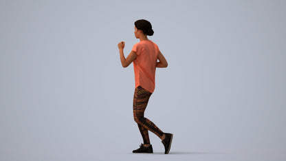 realistic 3D woman sport walking, scanned archviz people for Blender and 3ds Max, three-quarter view render