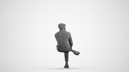 3D people model man casual sitting, scanned human for 3ds Max rendering, wireframe front view