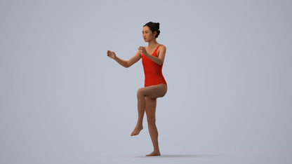 photogrammetry 3D woman pool, realistic human model archviz FBX, three-quarter view render