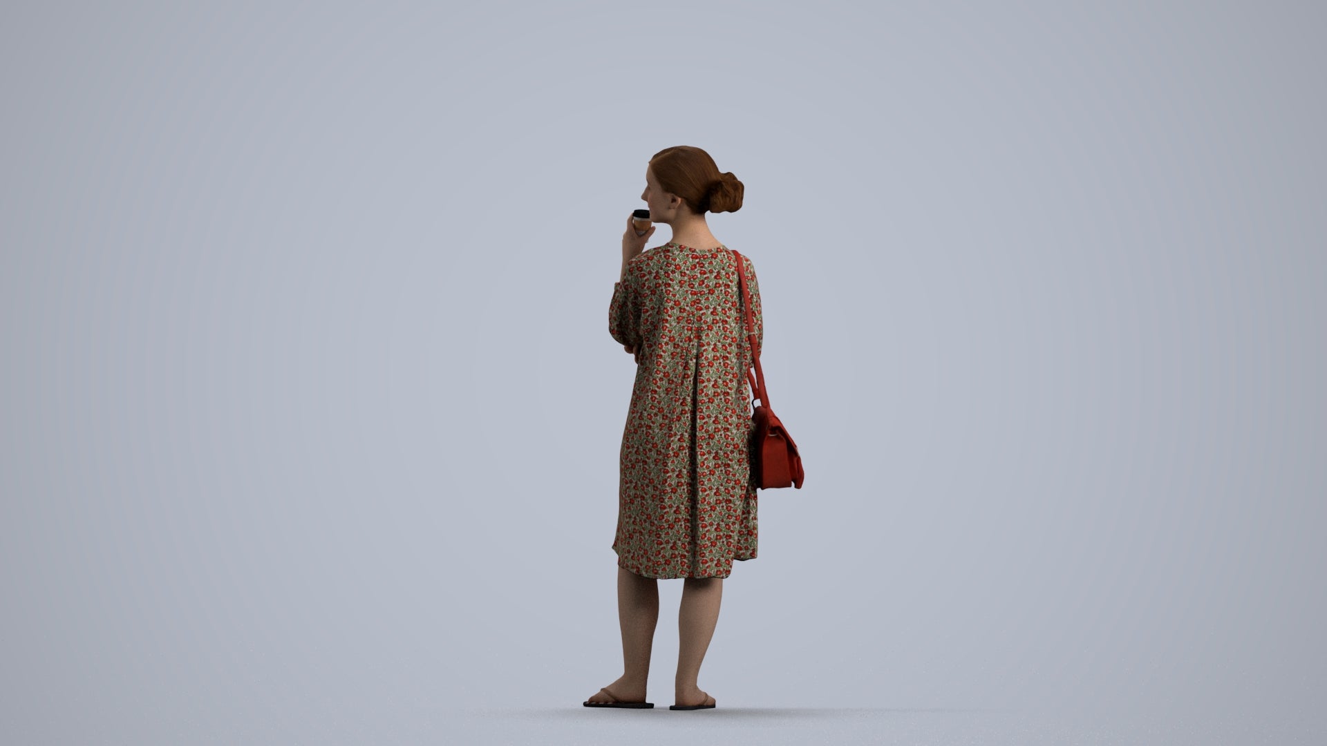 3D human model girl casual kids, photogrammetry scanned person for archviz, front view render