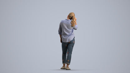 realistic 3D people woman casual standing, render-ready for V-Ray and Corona, FBX OBJ, front view render