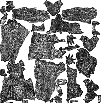 scanned 3D girl casual standing, photogrammetry people for Enscape and V-Ray, wireframe top-down view