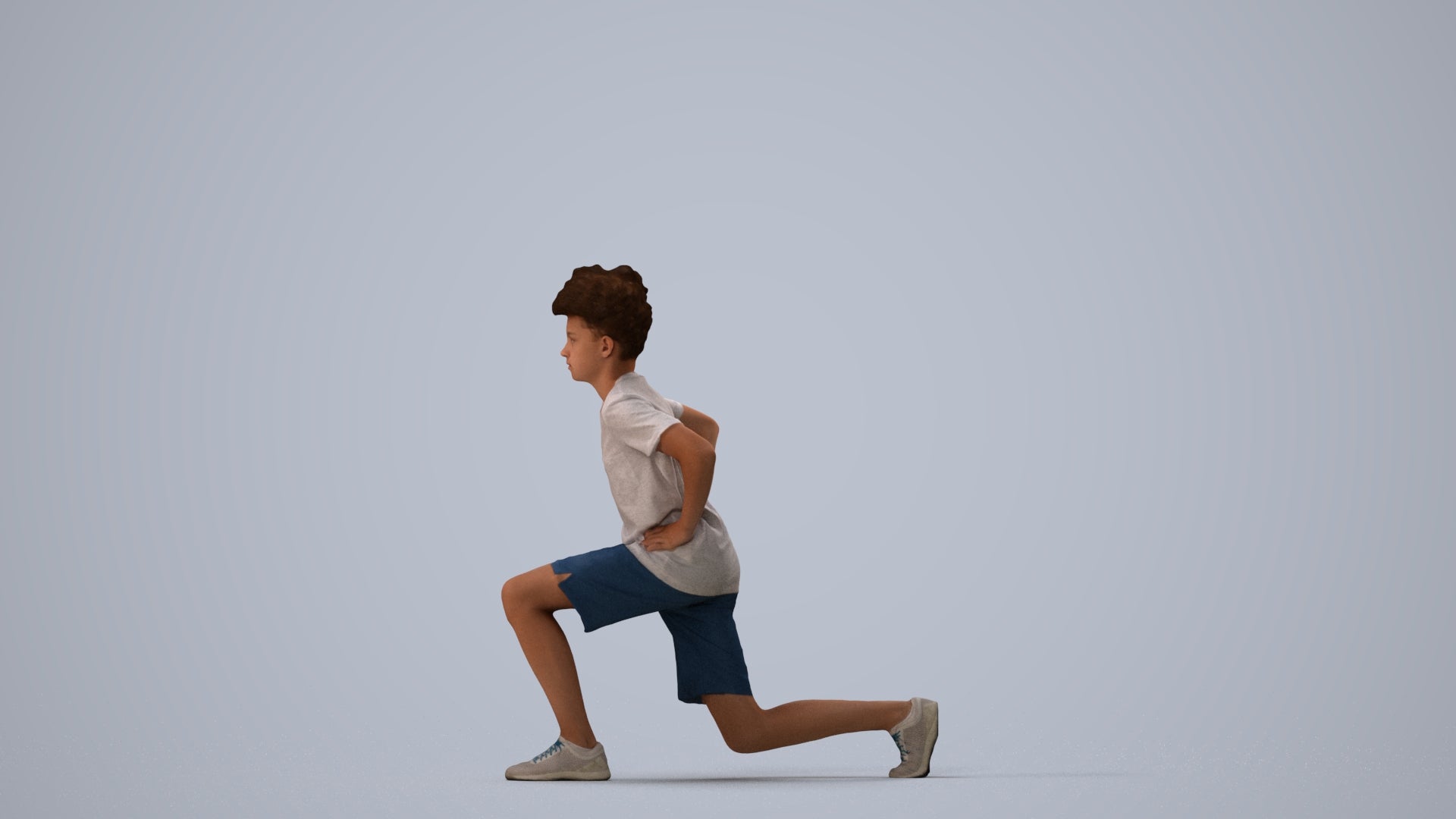 3D people model boy casual kids, scanned human for 3ds Max rendering, three-quarter view render