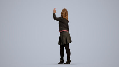 3D human model woman casual standing, photogrammetry scanned person for archviz, front view render